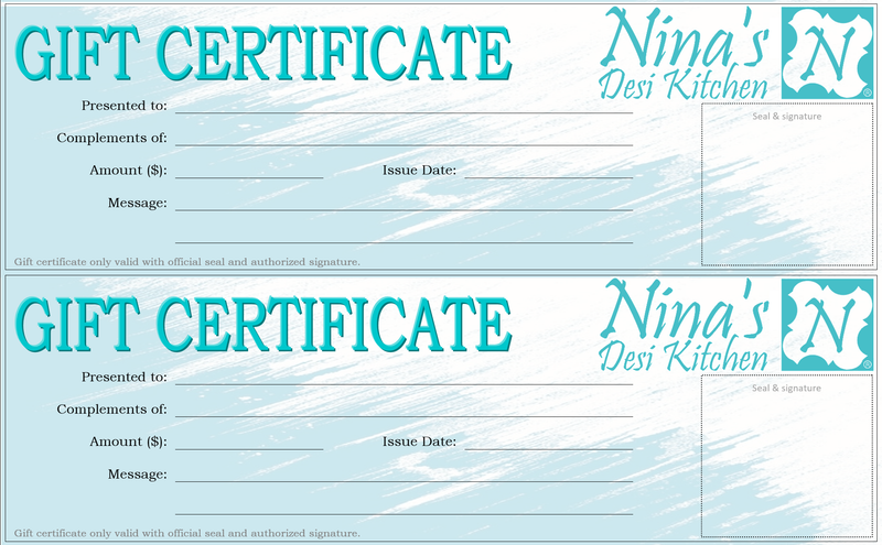 Nina&#39;s Gift Certificate