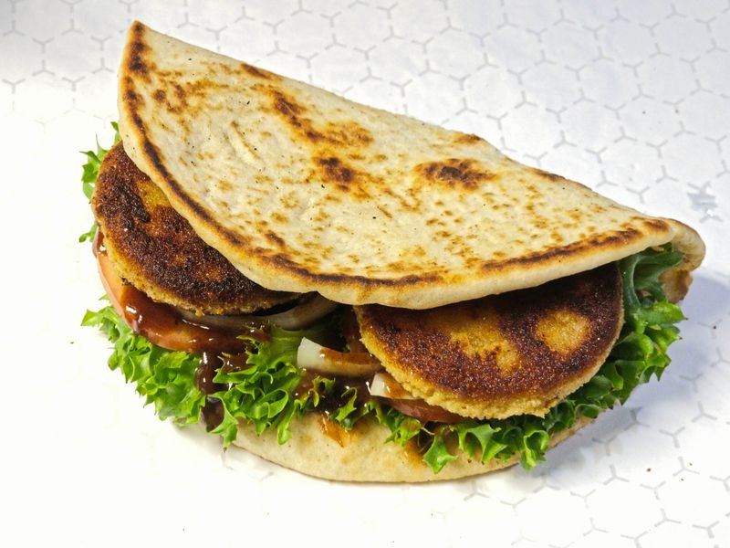 Potato Cutlet Naan Sandwich
