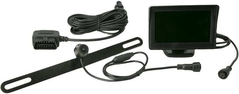 Scosche D4TFCAMK Black Back System with 4.3” TFT Color LCD Dash Monitor and License Plate Frame Camera