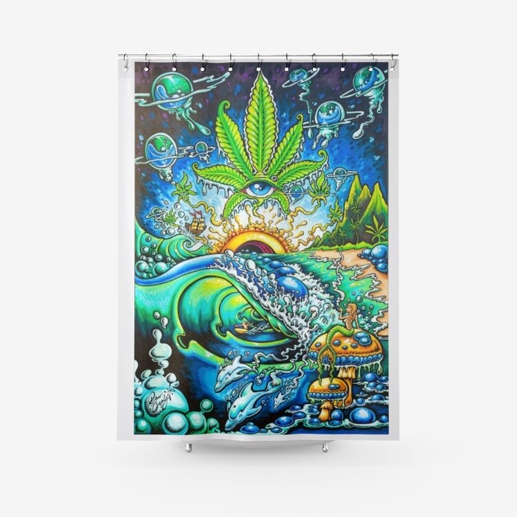 Textured Fabric Shower Curtain Printed Bathroom Curtains