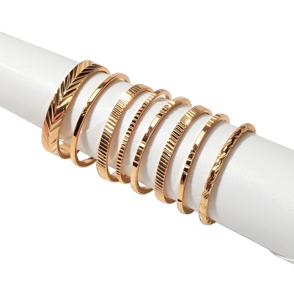 Women&#39;s Ring Ring Set 8pcs Gold Alloy Korean Sweet Fashion Wedding Gift Jewelry Geometrical Vertical / Gold bar Cute Cool Lovely