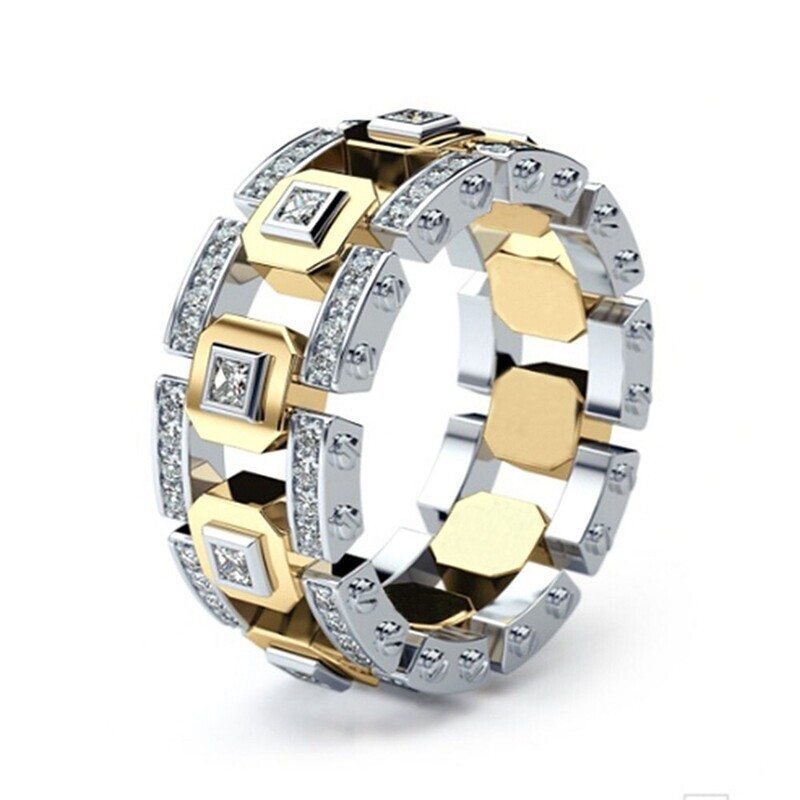 Men&#39;s Women&#39;s Ring 1pc Gold Silver Ring 1 Golden Ring 1 Imitation Diamond Alloy European Daily Jewelry Hollow Out Knife Edge