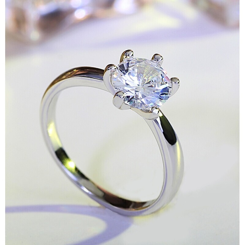 Women's Ring Micro Pave Ring 1pc Silver Brass Platinum Plated Imitation Diamond Six Prongs Ladies Classic Fashion Wedding Engagement Jewelry Solitaire Simulated Love Courage Lovely