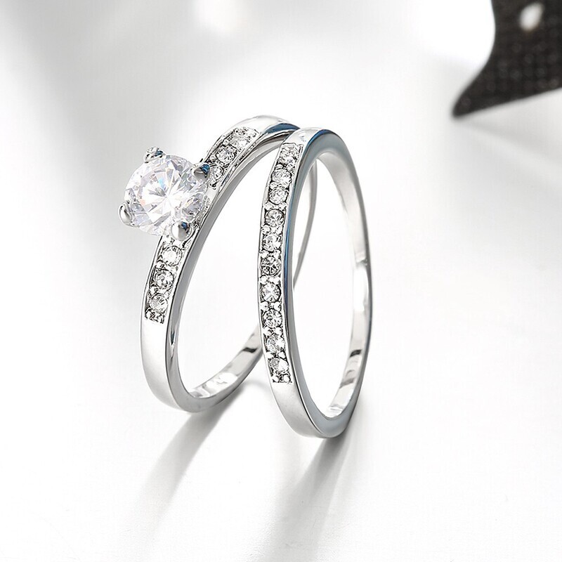 Women's Band Ring Ring Set Midi Rings Diamond Cubic Zirconia tiny diamond 2pcs Silver Rose Gold Copper Gold Plated Rose Gold Plated Circle Ladies Simple Fashion Wedding Gift Jewelry Solitaire Round