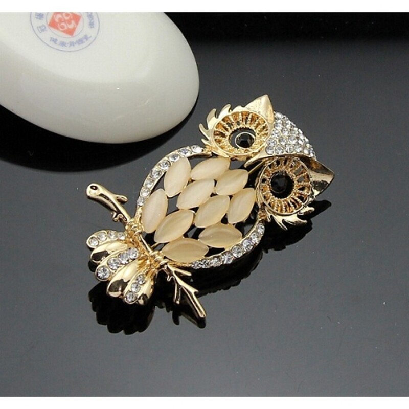 Women's Brooches Owl Ladies Work Fashion Cute Crystal Cubic Zirconia Brooch Jewelry Gold For Wedding Party Special Occasion Anniversary Birthday Gift