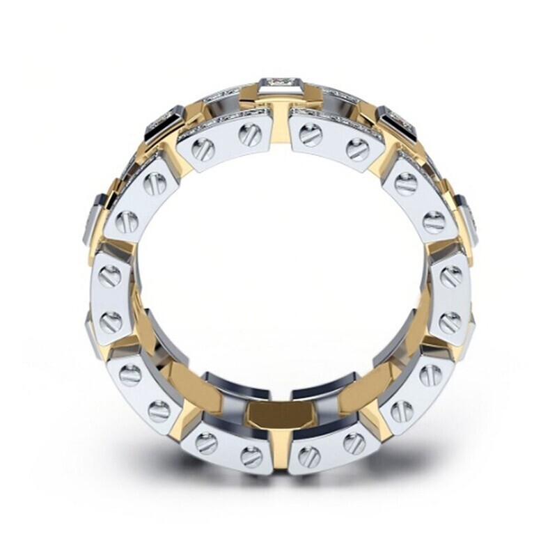 Men's Women's Ring 1pc Gold Silver Ring 1 Golden Ring 1 Imitation Diamond Alloy European Daily Jewelry Hollow Out Knife Edge