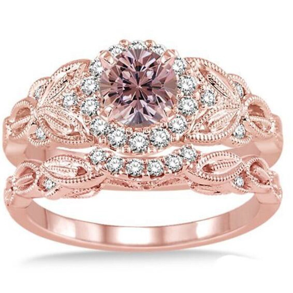 Women&#39;s Ring Set Micro Pave Ring Cubic Zirconia 2pcs Rose Gold Copper Rose Gold Plated Geometric Luxury Unique Design Wedding Gift Jewelry Classic Flower Cool Lovely