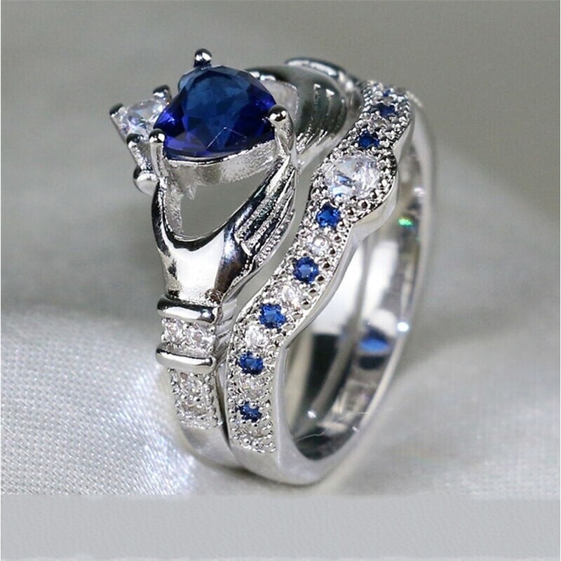 Women's Band Ring 2pcs Light Blue Alloy Gift Daily Jewelry Lovely