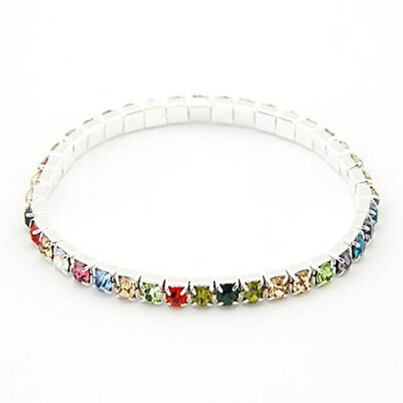 Women's Chain Bracelet Tennis Bracelet Bracelet Statement Ladies Bridal Imitation Diamond Bracelet Jewelry Rainbow / Silver For Wedding Party Anniversary Daily Masquerade Engagement Party
