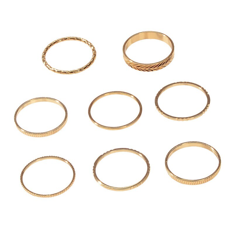 Women's Ring Ring Set 8pcs Gold Alloy Korean Sweet Fashion Wedding Gift Jewelry Geometrical Vertical / Gold bar Cute Cool Lovely