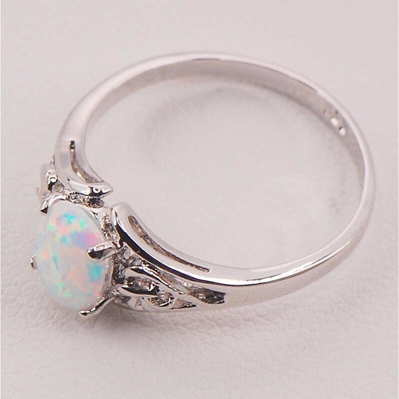Women's Ring Synthetic Opal Moonstone 1pc Rainbow Stone S925 Sterling Silver Round irregular Ladies Stylish Natural Gift Going out Jewelry Stylish Solitaire Flower Shape Pear