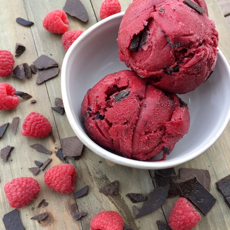 Raspberry Chocolate Chip Sorbet