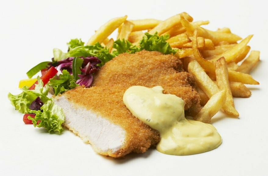 Kipschnitzel menu met saus