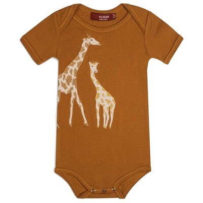 Milkbarn S/S Orange Giraffe Applique One Piece