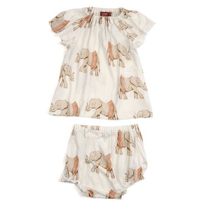 Milkbarn S/S Tutu Elephant Dress & Bloomer Set
