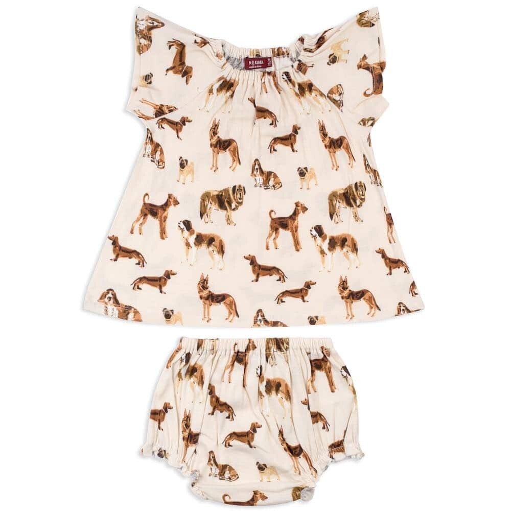 Milkbarn S/S Natural Dog Dress & Bloomer Set