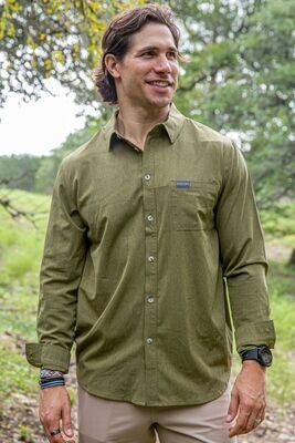 Burlebo Heather Olive Performance Button-Up