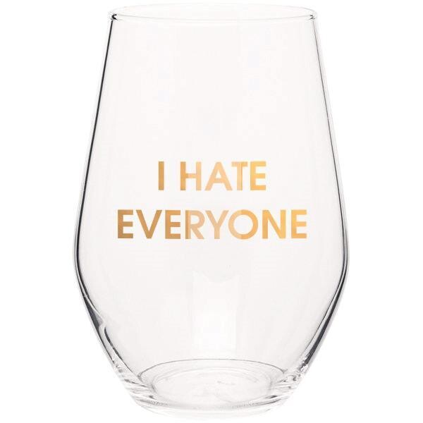 I Hate Everyone Gold Foil Stemless Wine Glass