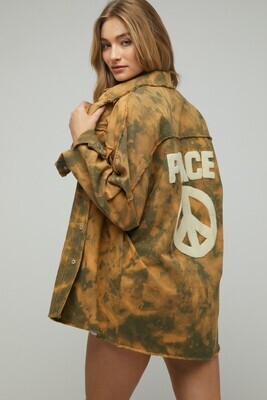 Tie Dye Peace Embroidered Shacket