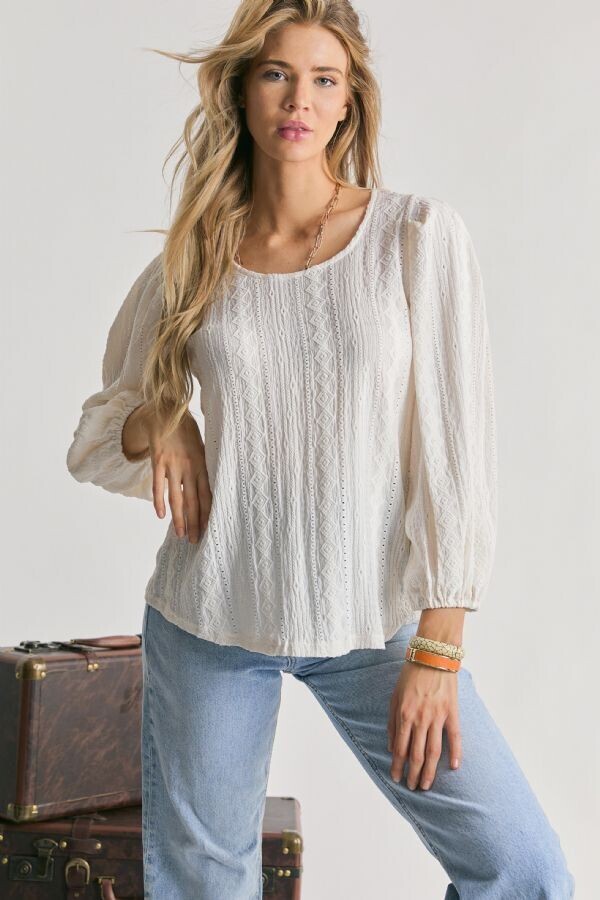 Long Sleeve Knit Textured Top