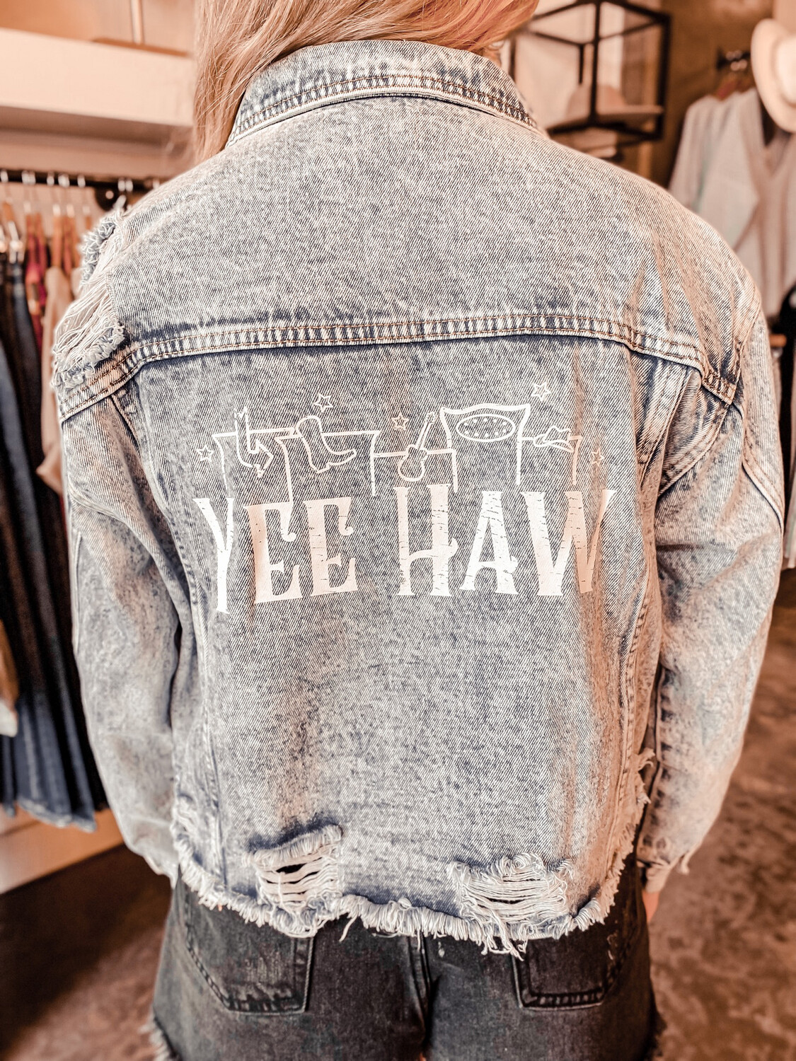 Custom Yee Haw On Broadway Denim Jacket