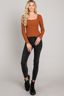 Fitted Long Sleeve Ribbed Top