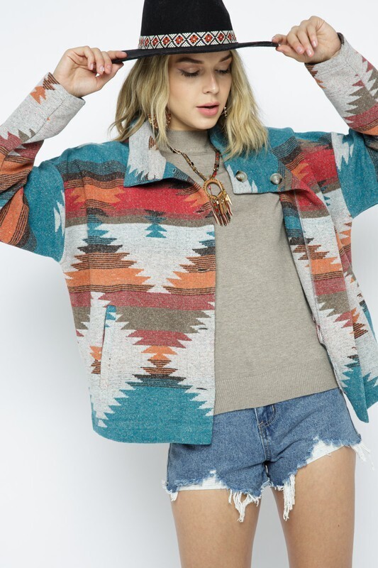 Lightweight Aztec Print Jacket