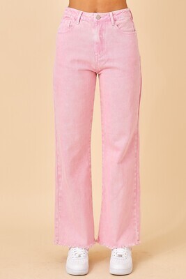 Pink Washed Wide Leg Pants