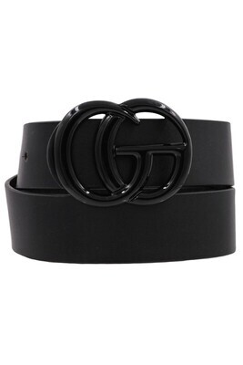 Black GG Metal Faux Leather Belt