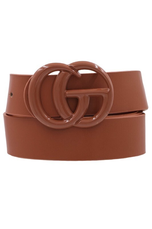 Brown GG Metal Faux Leather Belt
