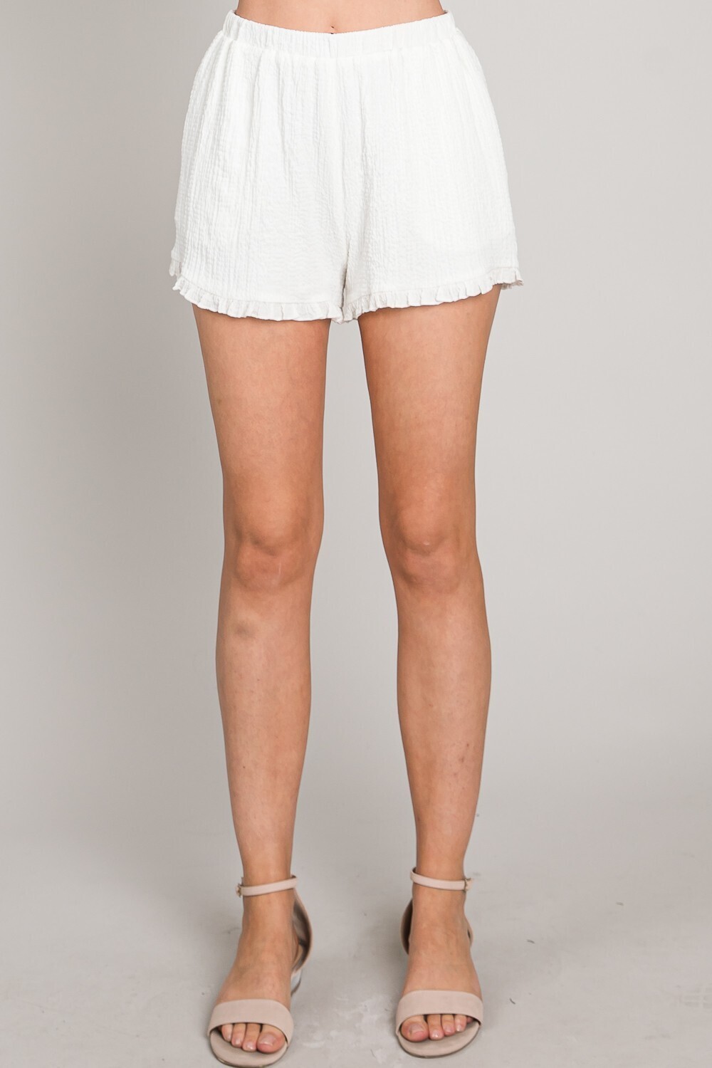 White Cloud Ruffled Lined Shorts