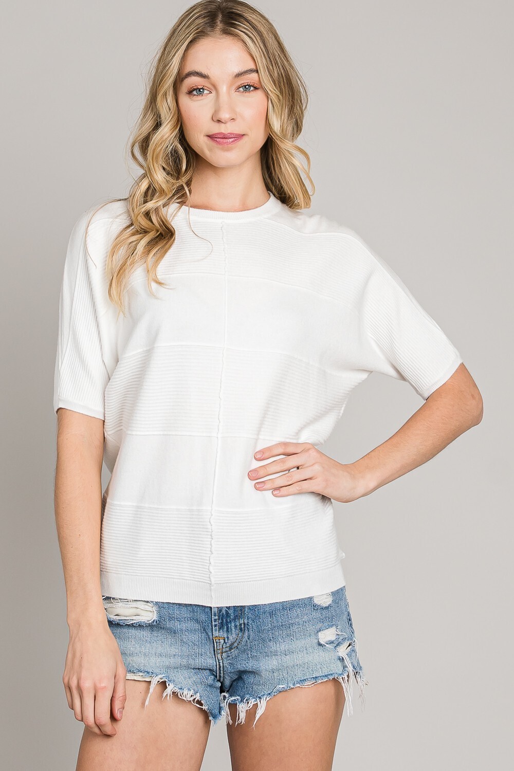 Off White Fine Gauge S/S Dolman Top