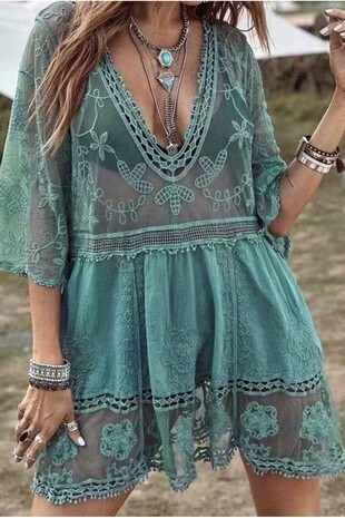 Sheer Lace Coverup Dress