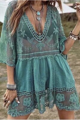 Sheer Lace Coverup Dress