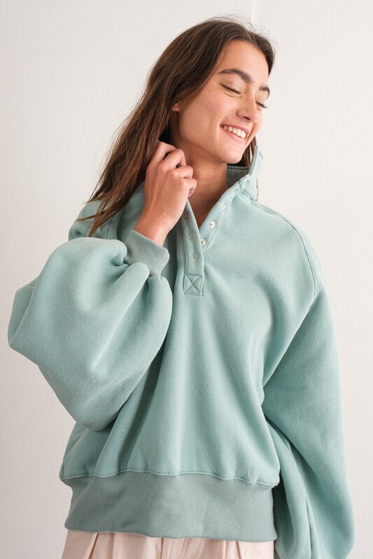 Sage Snap Button Pullover
