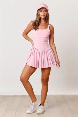 Sporty Pink Pleated Romper