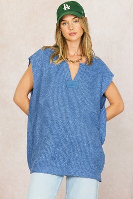 Denim Blue Sleeveless Sweater Dress