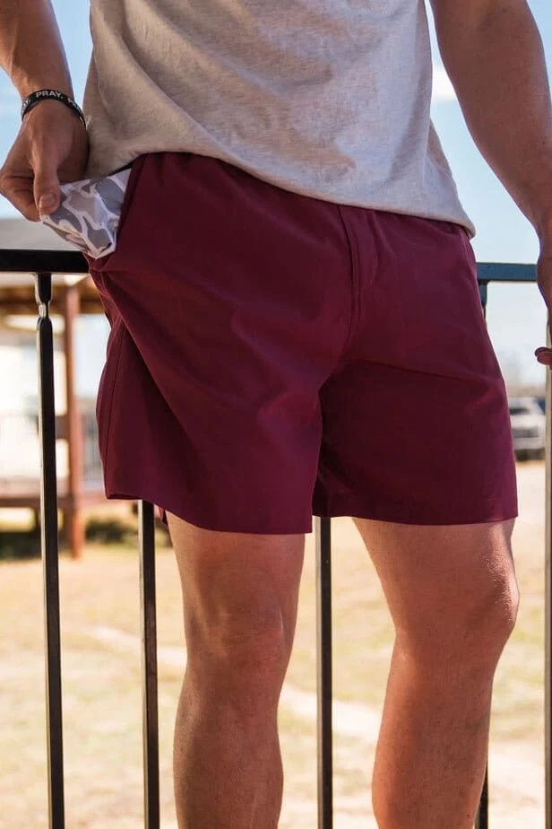 Burlebo Everyday Shorts - Maroon - White Camo