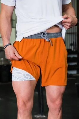 Burlebo Athletic Shorts - Orange - White Camo