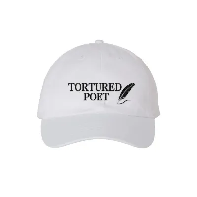 White Tortured Poet Embroidered Ball Cap