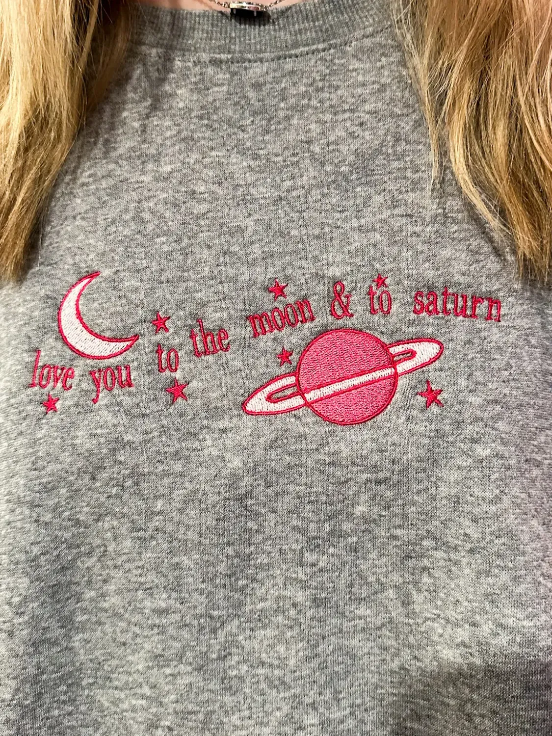 To the Moon and Saturn Embroidered Sweatshirt