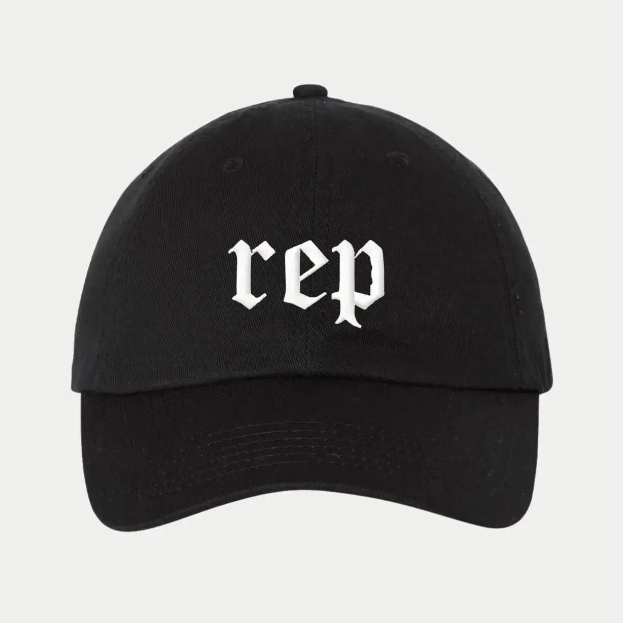 Black Rep Embroidered Ball Cap