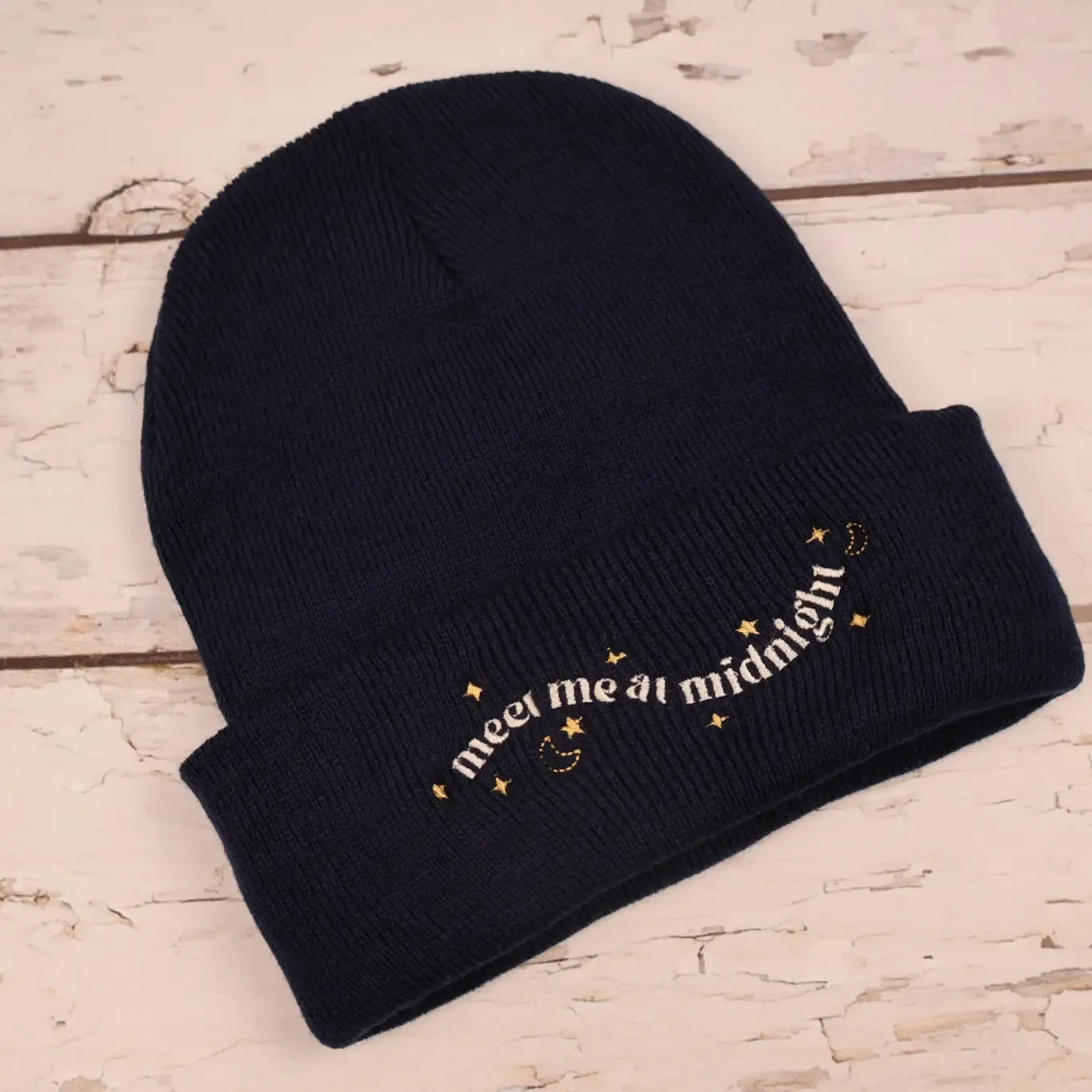 Navy Meet Me at Midnight Embroidered Beanie