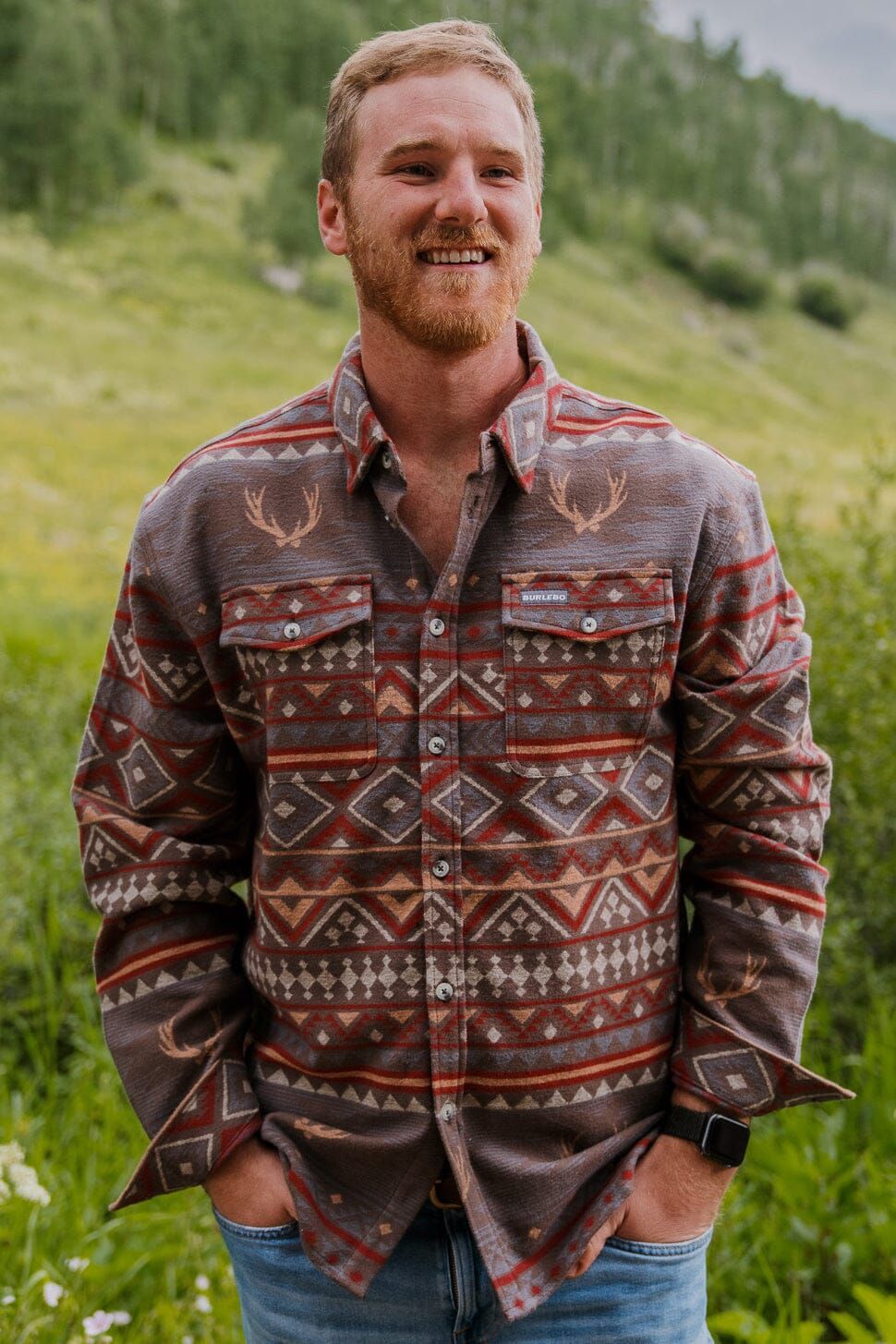 Burlebo Whitetail Deer Aztec - Long Sleeve Twill