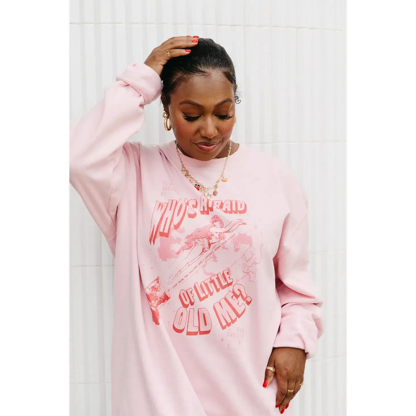 Baby Pink Who&#39;s Afraid Crewneck Sweatshirt
