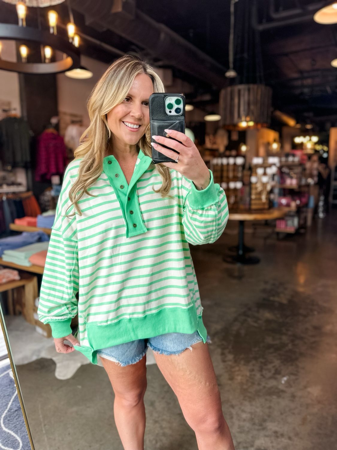 Green Multi Stripe Contrast Sweatshirt