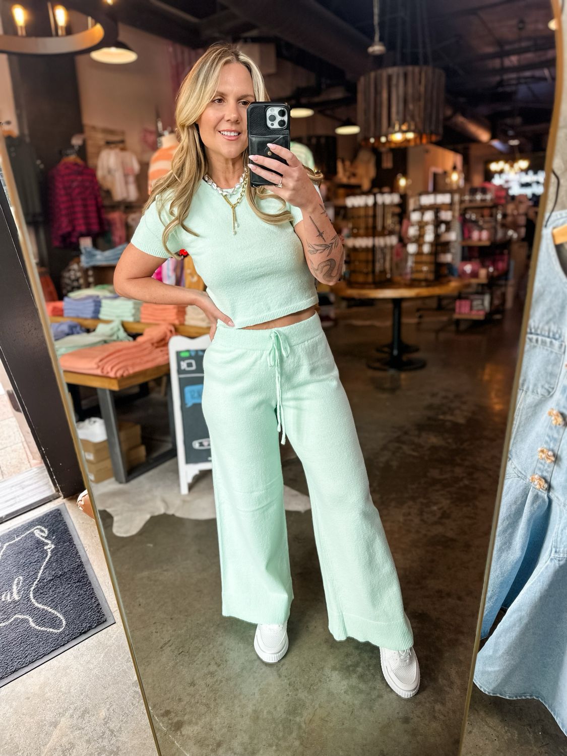 Bay Mint Short Sleeve Lounge Crop Top