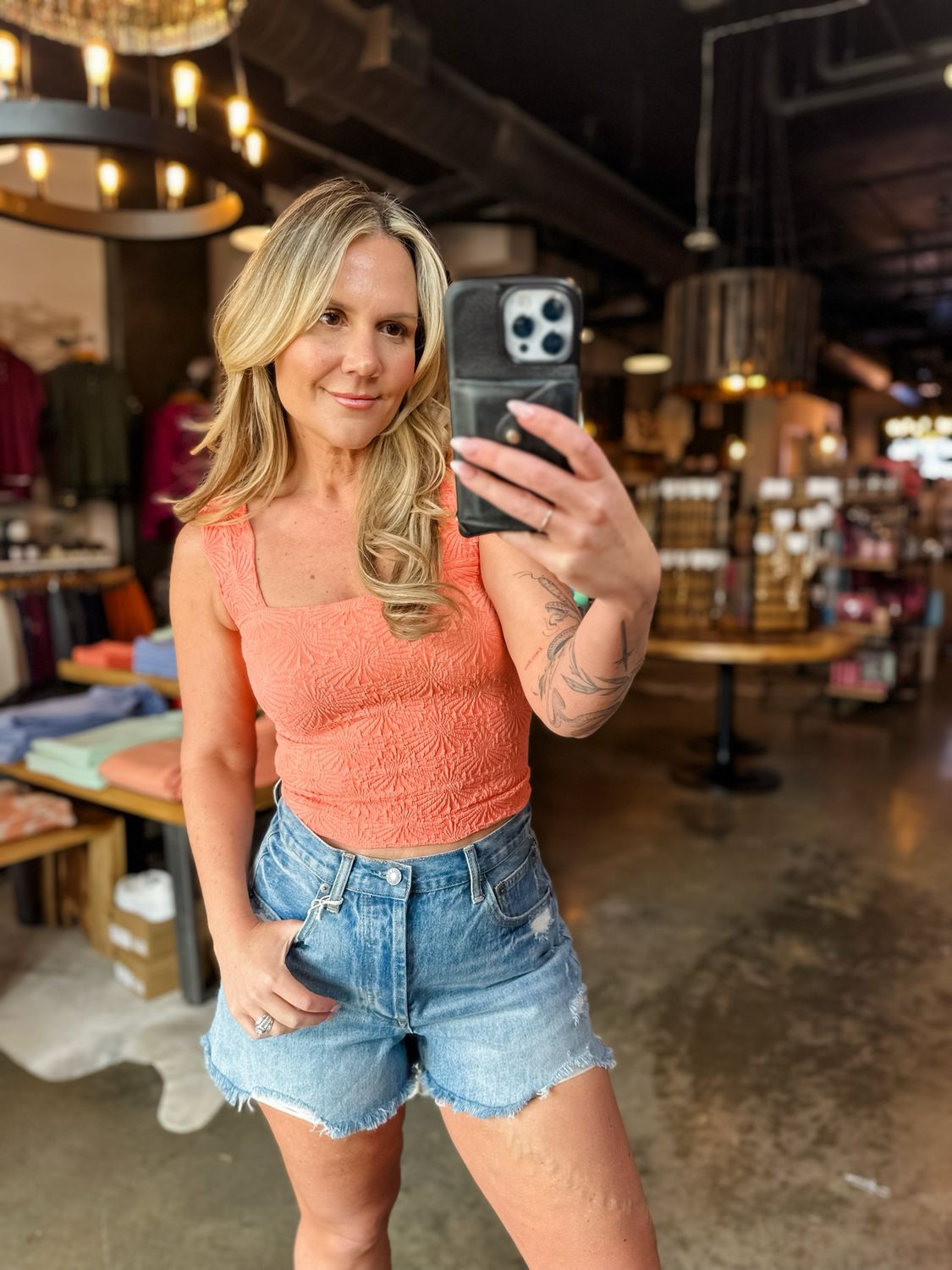 Coral Textured Stretch Tank Top
