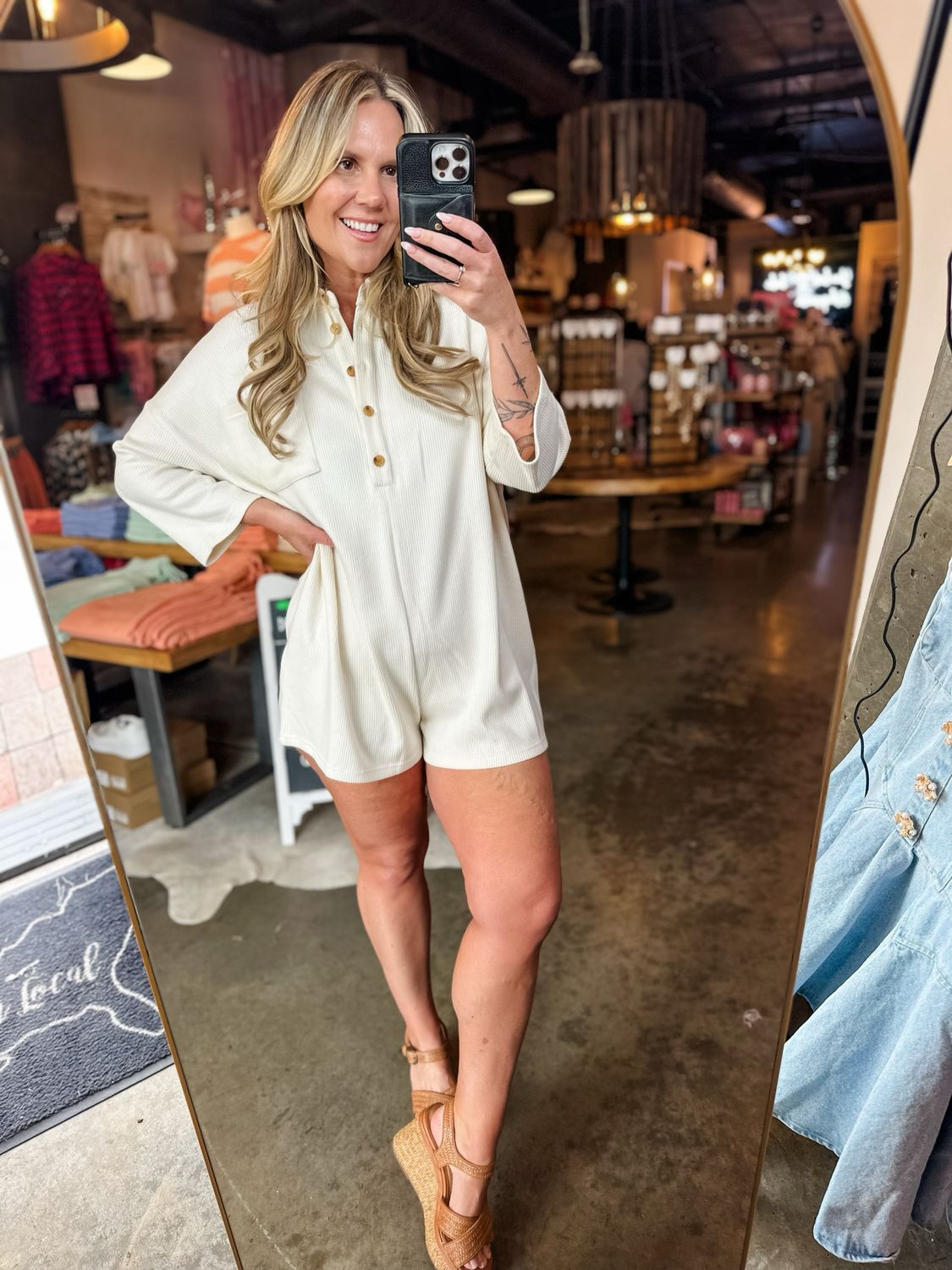 Cream Long Sleeve Knit Romper