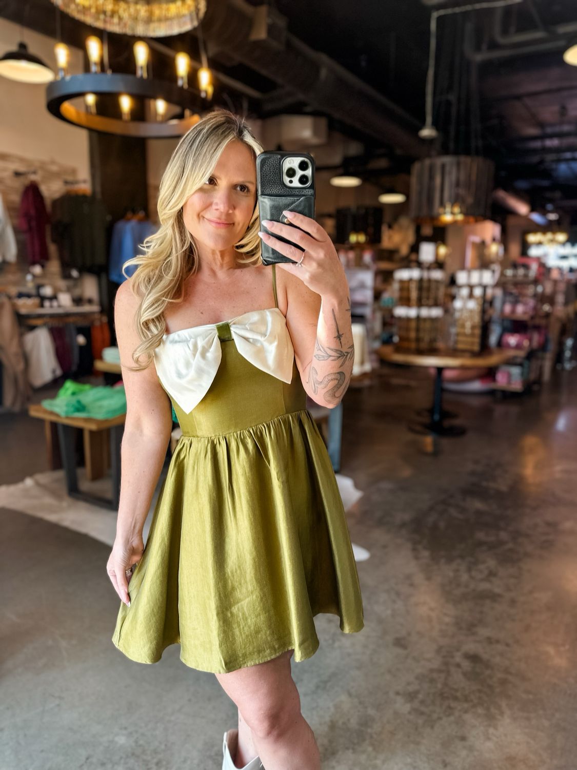 Olive &amp; Ivory Mini Dress w/ Bow